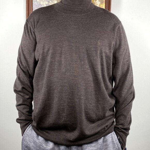 Polo Ralph Lauren Merino Wool Sweater Men's 1XB Turtleneck Brown Casual NWT